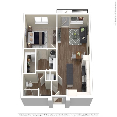 A floor plan of a house with a living room, kitchen, dining room, and bedrooms.